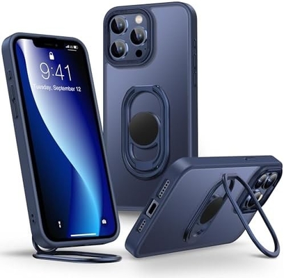 ปรางขึ้นสําหรับ iPhone 12 Pro Max Case ด้วยสแตนด์ โทรศัพท์ Case Clear กับตัวถือแหวนคู่ [ปรับและพับได้]