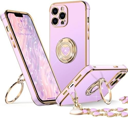 iPhone 12 Pro Max Case พร้อมสแตนด์ เคสโทรศัพท์ พร้อมคิกสแตนด์วงจรคู่ ผู้หญิง ผู้หญิง Bling เคสคุ้มกันหรูหู