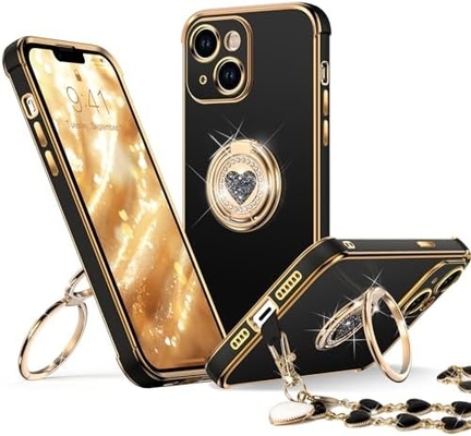 iPhone 12 Pro Max Case พร้อมสแตนด์ เคสโทรศัพท์ พร้อมคิกสแตนด์วงจรคู่ ผู้หญิง ผู้หญิง Bling เคสคุ้มกันหรูหู