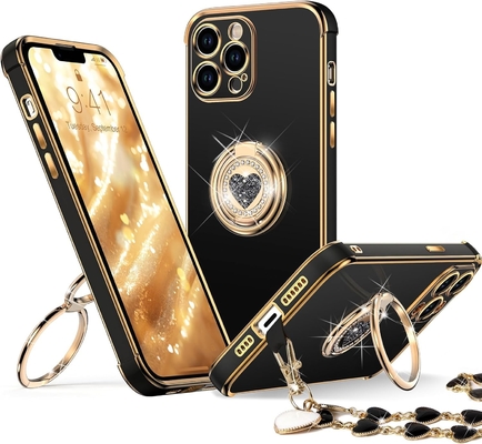 iPhone 12 Pro Max Case พร้อมสแตนด์ เคสโทรศัพท์ พร้อมคิกสแตนด์วงจรคู่ ผู้หญิง ผู้หญิง Bling เคสคุ้มกันหรูหู