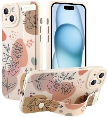 iPhone 12 Pro Max กรอบซิลิโคนพร้อมสายสําหรับผู้หญิง เด็กหญิงดอกไม้ดอกไม้น่ารัก