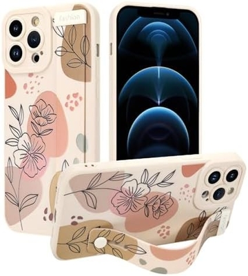 iPhone 12 Pro Max กรอบซิลิโคนพร้อมสายสําหรับผู้หญิง เด็กหญิงดอกไม้ดอกไม้น่ารัก