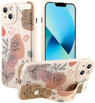 iPhone 12 Pro Max กรอบซิลิโคนพร้อมสายสําหรับผู้หญิง เด็กหญิงดอกไม้ดอกไม้น่ารัก