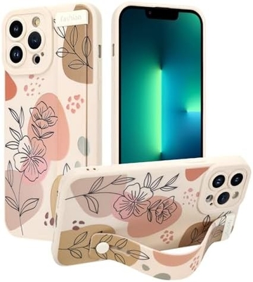iPhone 12 Pro Max กรอบซิลิโคนพร้อมสายสําหรับผู้หญิง เด็กหญิงดอกไม้ดอกไม้น่ารัก
