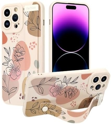 iPhone 12 Pro Max กรอบซิลิโคนพร้อมสายสําหรับผู้หญิง เด็กหญิงดอกไม้ดอกไม้น่ารัก