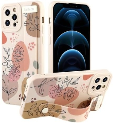 iPhone 12 Pro Max กรอบซิลิโคนพร้อมสายสําหรับผู้หญิง เด็กหญิงดอกไม้ดอกไม้น่ารัก