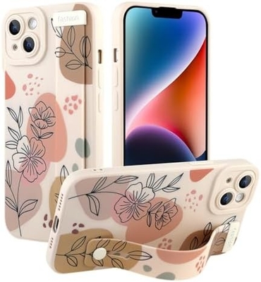 iPhone 12 Pro Max กรอบซิลิโคนพร้อมสายสําหรับผู้หญิง เด็กหญิงดอกไม้ดอกไม้น่ารัก