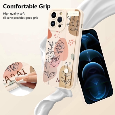 iPhone 12 Pro Max กรอบซิลิโคนพร้อมสายสําหรับผู้หญิง เด็กหญิงดอกไม้ดอกไม้น่ารัก