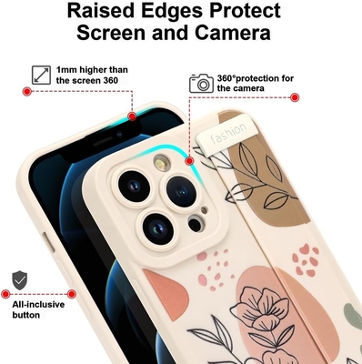 iPhone 12 Pro Max กรอบซิลิโคนพร้อมสายสําหรับผู้หญิง เด็กหญิงดอกไม้ดอกไม้น่ารัก