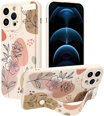 iPhone 12 Pro Max กรอบซิลิโคนพร้อมสายสําหรับผู้หญิง เด็กหญิงดอกไม้ดอกไม้น่ารัก