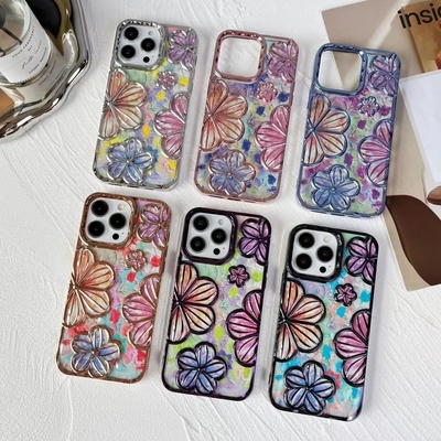 iPhone 12 Pro Max Case 6.7 นิ้ว กระเป๋าโทรศัพท์ดอกไม้ 3D ชัดเจนสําหรับผู้หญิง เด็กหญิง