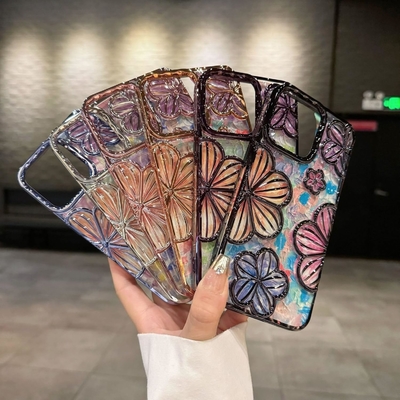 iPhone 12 Pro Max Case 6.7 นิ้ว กระเป๋าโทรศัพท์ดอกไม้ 3D ชัดเจนสําหรับผู้หญิง เด็กหญิง
