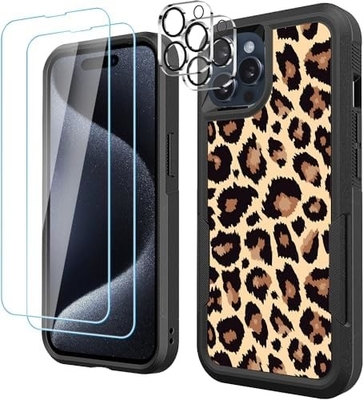 [5ใน 1 สําหรับ iphone 15 Plus กรุงเทพมหานคร,พร้อมกับ 2 แพ็ค Screen Protector + 2 แพ็ค Camera Lens Protector, Heavy-Duty ทนทาน
