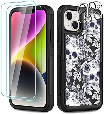 [5ใน 1 สําหรับ iphone 15 Plus กรุงเทพมหานคร,พร้อมกับ 2 แพ็ค Screen Protector + 2 แพ็ค Camera Lens Protector, Heavy-Duty ทนทาน