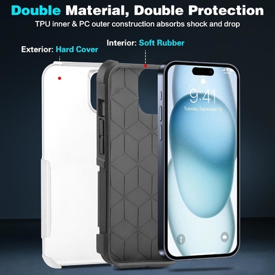 [5ใน 1 สําหรับ iphone 15 Plus กรุงเทพมหานคร,พร้อมกับ 2 แพ็ค Screen Protector + 2 แพ็ค Camera Lens Protector, Heavy-Duty ทนทาน