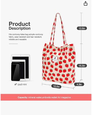 Tote ผู้หญิง ผู้หญิง, ความจุใหญ่ Corduroy สามารถนําไปใช้ได้อีกครั้ง กระเป๋ากระเป๋ากระเป๋ากระเป๋ากระเป๋า