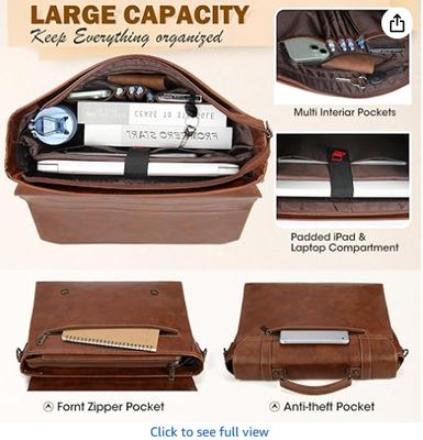 RAINSMORE ผู้ชายกระเป๋าส่งข้อความ 17 นิ้ว กันน้ํา วินเทจหนัง โน๊ตพ็อต กระเป๋ากระเป๋าใหญ่ โน๊ตพ็อต กระเป๋ากระเป๋ากระเป๋าคอมพิวเตอร์ กระเป๋าไหล่สํานักงาน การเดินทางธุรกิจ วิทยาลัย