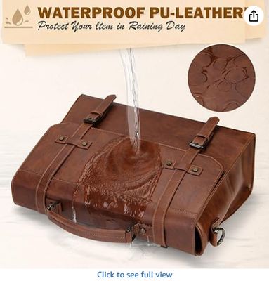 RAINSMORE ผู้ชายกระเป๋าส่งข้อความ 17 นิ้ว กันน้ํา วินเทจหนัง โน๊ตพ็อต กระเป๋ากระเป๋าใหญ่ โน๊ตพ็อต กระเป๋ากระเป๋ากระเป๋าคอมพิวเตอร์ กระเป๋าไหล่สํานักงาน การเดินทางธุรกิจ วิทยาลัย