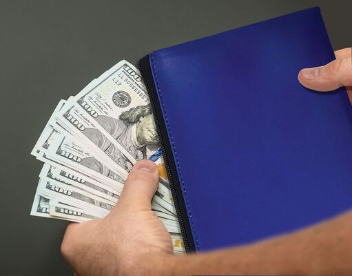 Better Office Products 6 Pack, Zippered Security Bank Deposit Bag, Leatherette, Cash Bag, Coin Bag, Utility Pouch, Blue