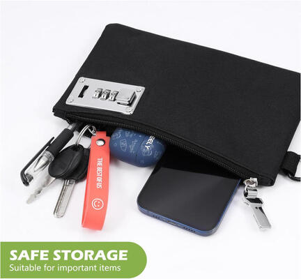 Money Bag With Lock, 5 X 8 Inches Lockable Money Bag, Locking Accessories Pouch For Cash, Jewelry, Passports, Medicine, Credit Cards - ‎Black