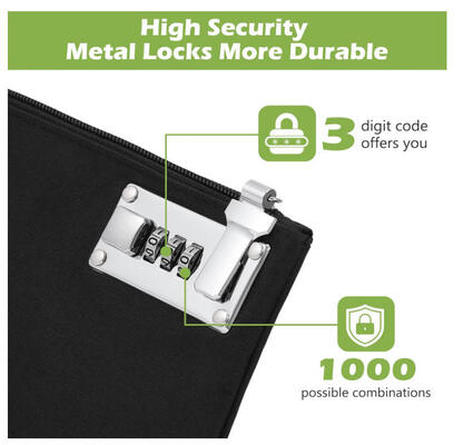 Money Bag With Lock, 5 X 8 Inches Lockable Money Bag, Locking Accessories Pouch For Cash, Jewelry, Passports, Medicine, Credit Cards - ‎Black