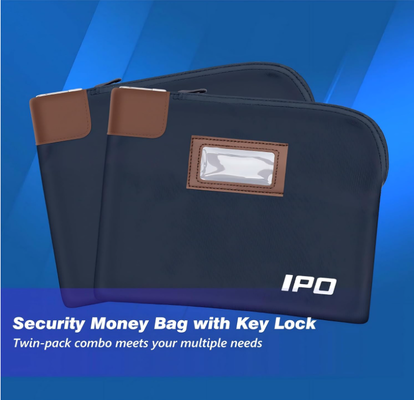 กระเป๋าใส่เงินสดกันน้ำ IPO พร้อมกุญแจล็อค, กระเป๋าใส่เงิน 2 แพ็คกระเป๋าใส่เงินฝากธนาคาร, 11 x 8.6 นิ้ว, กระเป๋าใส่อุปกรณ์ล็อคสำหรับบุรุษและสตรีสำหรับเงินสด, กระเป๋าเงินเดินทางแบบพกพาปกป้องหนังสือเดินทาง, ของมีค่า