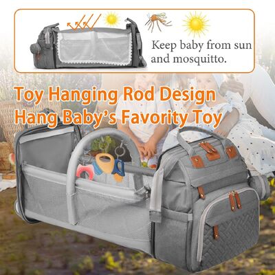 Baby Diaper Bag with Changing Station, Waterproof Diaper Bag Backpack for Moms Dads with USB Charging Port, Baby Shower Gifts, Baby essentials,Grey