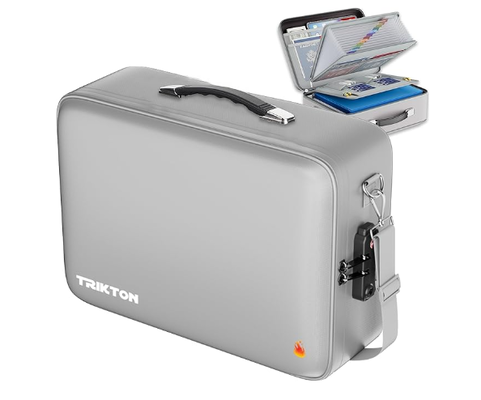 กล่องเอกสารกันไฟและกันน้ำขนาด XXL Legal-Size พร้อมตัวล็อค TSA - เคสแข็ง (17×13×6 นิ้ว) กล่องจัดระเบียบไฟล์แบบแข็งสำหรับเอกสารสำคัญ แล็ปท็อป หนังสือเดินทาง พินัยกรรม และใบรับรอง