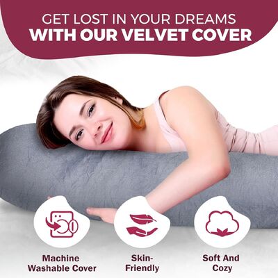 หมอนคนท้องสำหรับนอนหลับ - หมอนสำหรับคนท้องขนาด 57 นิ้วสำหรับสตรีมีครรภ์พร้อมปลอกถอดซักได้ - รองรับหลัง หน้าท้อง คอ ขา และสะโพก - หมอนเต็มตัวรูปตัว V, U, หรือรูปทรงต่างๆ สีเทาเวลเวท