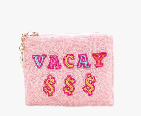 กระเป๋าใส่เหรียญ Ricki สุดหรู ประดับลูกปัดอย่างประณีต พร้อมซิปปิดที่ปลอดภัยและห่วงกุญแจสีทอง ดีไซน์กะทัดรัดสำหรับใช้ประจำวัน
