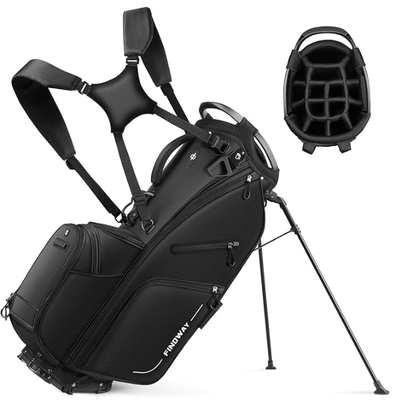 Golf Stand Bag, Lightweight Golf Bag with Stand for Men Women, Golf Club Carry Bag with Dual Strap, Rain Cover, Multiple Pockets, Golf Ball Holder