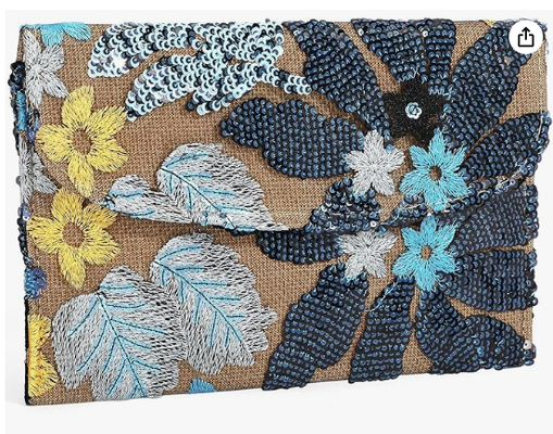 Embroidery Sequin Beaded Purse Floral Beaded Clutch Flower Evening Bag Clutch Purses for Women