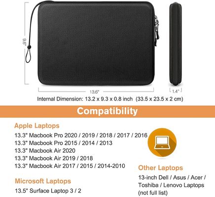 กันน้ํา EVA Laptop Sleeve 13 นิ้ว กล่องป้องกันด้วยพื้นผิวพอลิเอสเตอร์ 1680d ทนทานสําหรับการขนที่ปลอดภัย