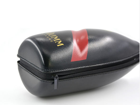 Pu หนัง 600D โพลีเอสเตอร์ EVA Hard กรณีs บรรจุไวน์พร้อมสายคล้อง