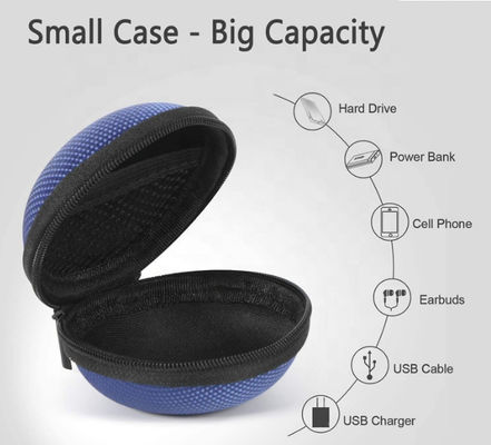 Bule สีs Zipper 75 Degree EVA Hard กรณีs Storage Earphones