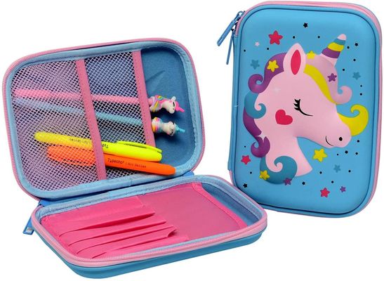 กระเป๋าดินสอ EVA กันน้ํา พร้อมกระเป๋ายืดหยุ่นแบบ 3 มิติของ Unicorn Design และภายในฟองพับสําหรับการเก็บและขนส่ง