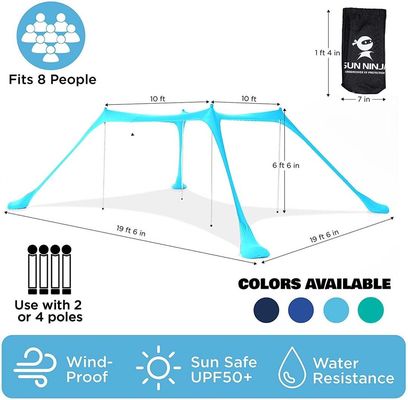 หลังคากันแดดกันรังสีอัลตราไวโอเลตชายหาด 180GSM วัสดุไลคร่า UPF 50+