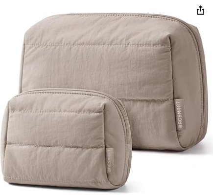 กระเป๋าเครื่องสำอางเดินทางบุหนา Puffy Duo ขนาดใหญ่และเล็กสำหรับผู้หญิง บุหนา Puffy, ชุดจัดระเบียบเครื่องสำอางสำหรับเดินทาง, กระเป๋าใส่ของใช้ส่วนตัวขนาดใหญ่ & กระเป๋าใส่ของใบเล็ก, ของใช้จำเป็นสำหรับการเดินทาง